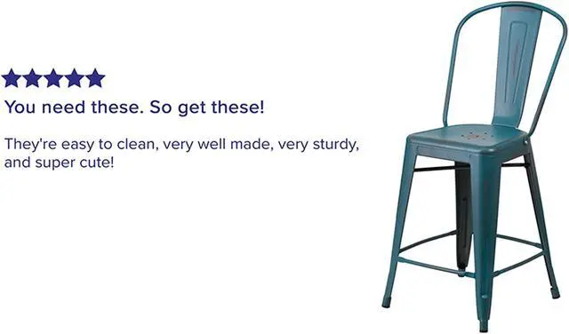 Alt view image 14 of 20 - Flash Furniture High Distressed Kelly Metal Indoor Counter Height Stool, Blue, 24"