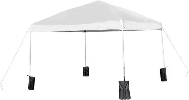 Alt view image 12 of 18 - 10'x10' White Pop Up Event Straight Leg Canopy Tent with Sandbags and Wheeled Case