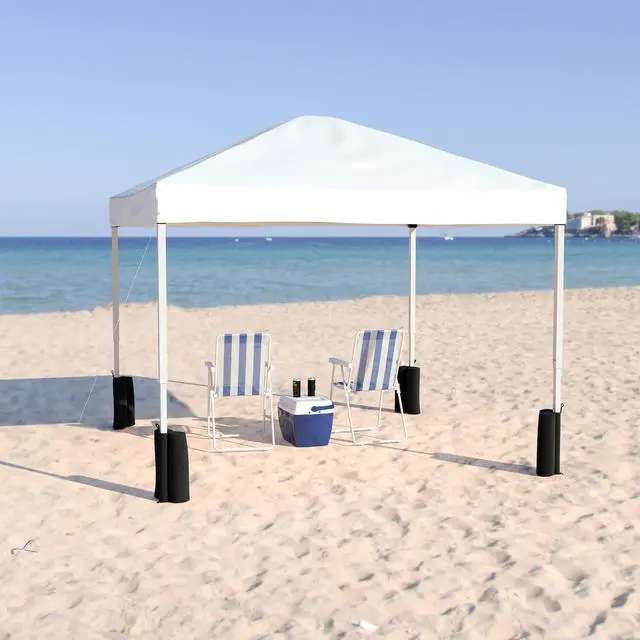 Alt view image 13 of 18 - 10'x10' White Pop Up Event Straight Leg Canopy Tent with Sandbags and Wheeled Case