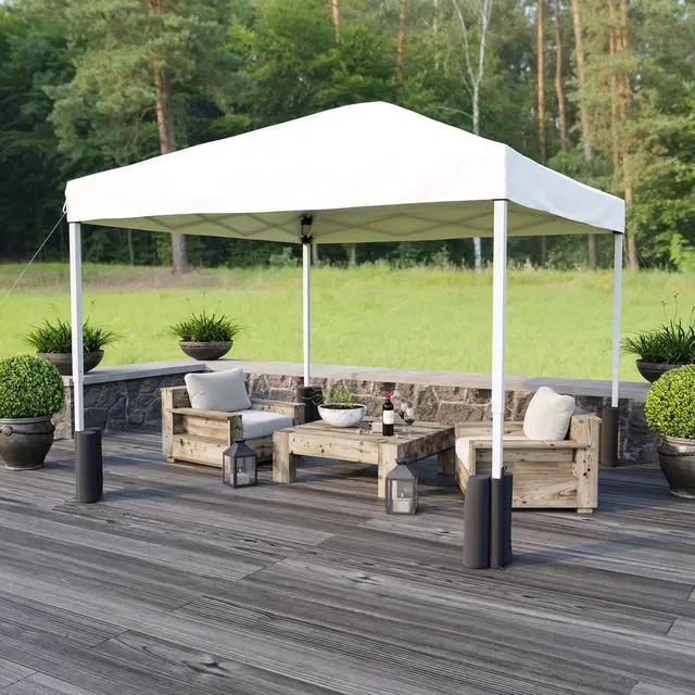 Alt view image 14 of 18 - 10'x10' White Pop Up Event Straight Leg Canopy Tent with Sandbags and Wheeled Case