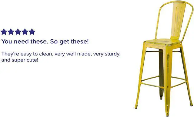 Alt view image 11 of 20 - Commercial Grade 30" High Distressed Yellow Metal Indoor-Outdoor Barstool with Back