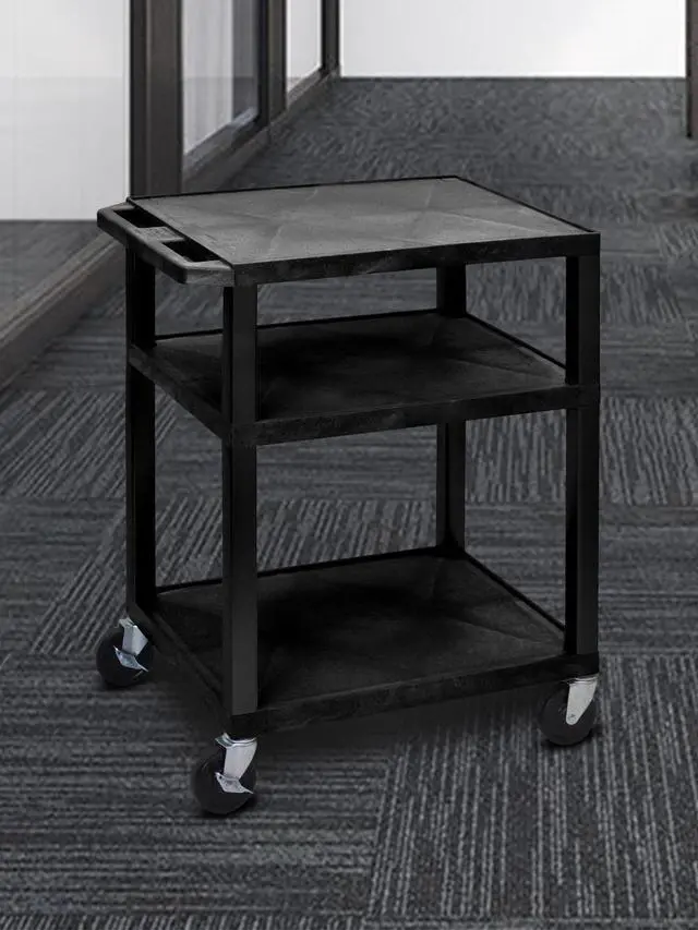 Alt view image 8 of 10 - Luxor WT34E 34" AV Cart 3 Shelf, Electric Black/Putty Leg