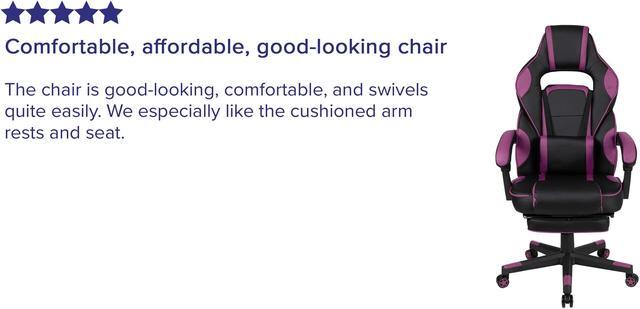 Alt view image 17 of 20 - Flash Furniture X40 Ergonomic LeatherSoft Swivel Gaming Massaging Chair Black/Purple (CH00288PR)