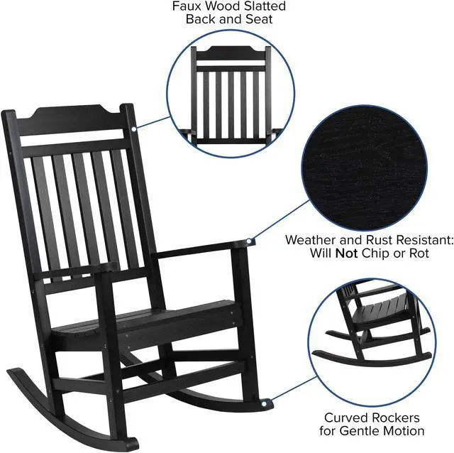Alt view image 18 of 20 - Winston All-Weather Rocking Chair in Black Faux Wood