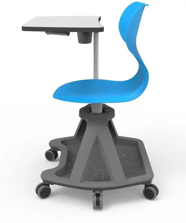 Alt view image 4 of 7 - Luxor Classroom Series All-In-One Student Desk and Chair - Supports Up to 330 lb - 19" Seat Height, Blue Seat/Back - Gray Base  STUDENT-MTACHR