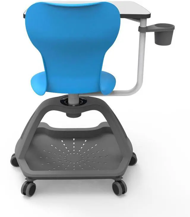 Alt view image 2 of 7 - Luxor Classroom Series All-In-One Student Desk and Chair - Supports Up to 330 lb - 19" Seat Height, Blue Seat/Back - Gray Base  STUDENT-MTACHR