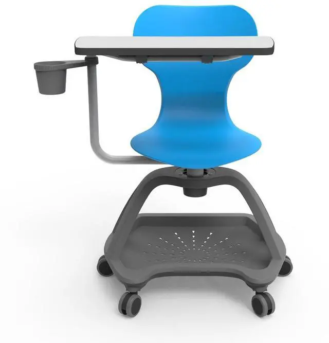 Alt view image 3 of 7 - Luxor Classroom Series All-In-One Student Desk and Chair - Supports Up to 330 lb - 19" Seat Height, Blue Seat/Back - Gray Base  STUDENT-MTACHR