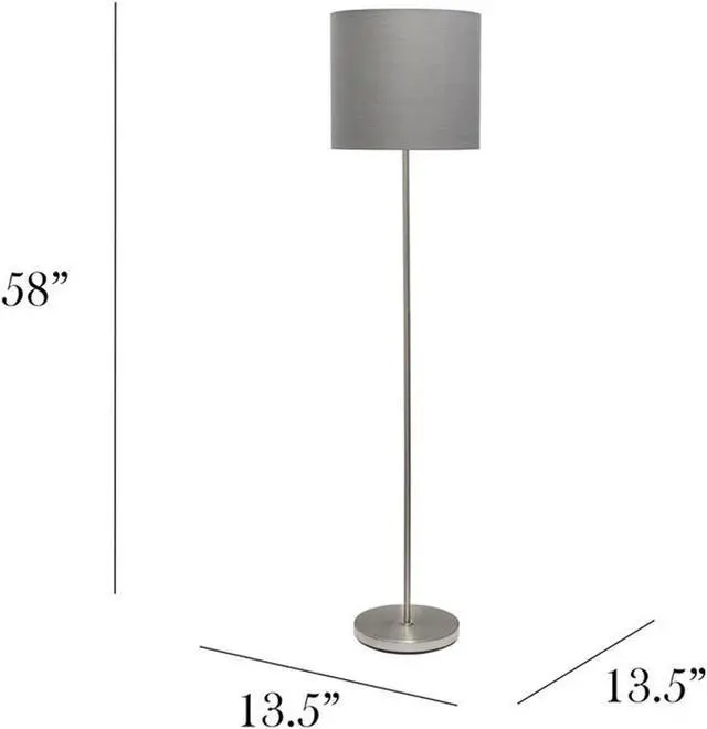 Alt view image 16 of 20 - Simple Designs Brushed NIckel Drum Shade Floor Lamp, Gray