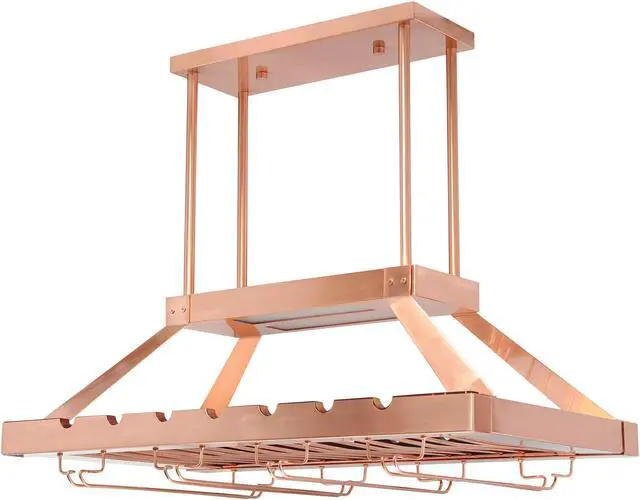 Alt view image 11 of 20 - Elegant Designs 2 Light LED Overhead Wine Rack, Copper