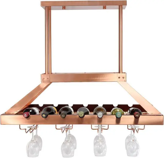 Alt view image 12 of 20 - Elegant Designs 2 Light LED Overhead Wine Rack, Copper