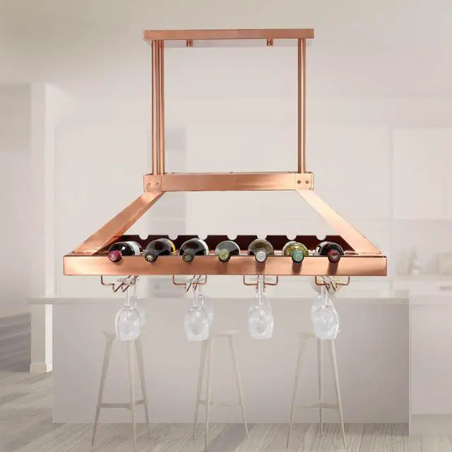 Alt view image 14 of 20 - Elegant Designs 2 Light LED Overhead Wine Rack, Copper