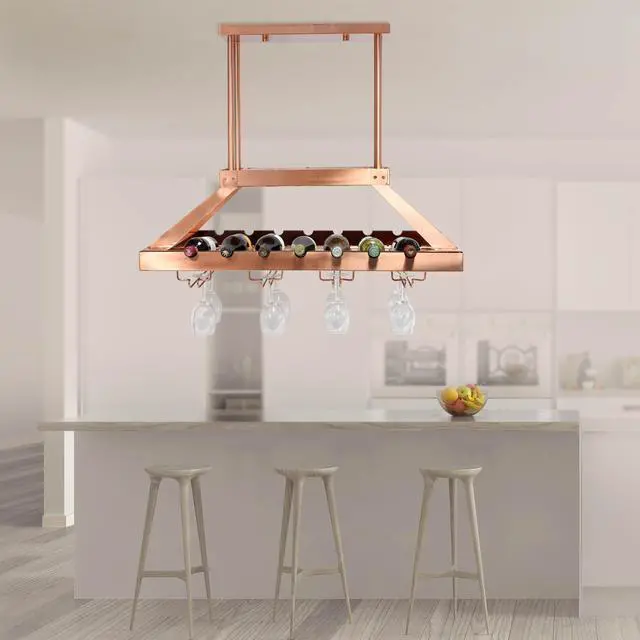 Alt view image 15 of 20 - Elegant Designs 2 Light LED Overhead Wine Rack, Copper