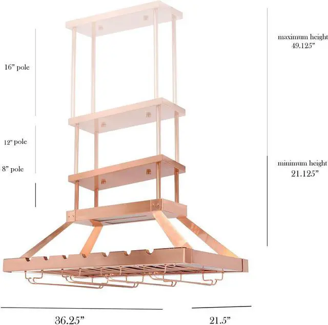 Alt view image 17 of 20 - Elegant Designs 2 Light LED Overhead Wine Rack, Copper