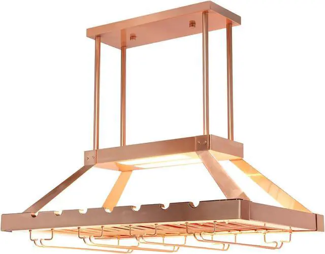 Alt view image 16 of 20 - Elegant Designs 2 Light LED Overhead Wine Rack, Copper
