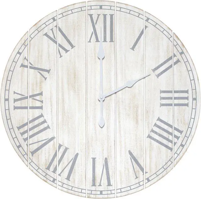 Alt view image 7 of 8 - Elegant Designs Wood Plank 23" Large Coastal Rustic Wall Clock, White Wash