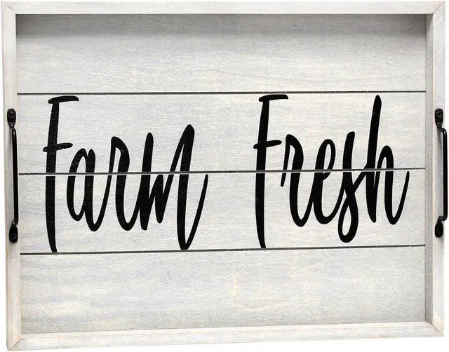 Alt view image 14 of 20 - Elegant Designs Decorative Wood Serving Tray w/ Handles, 15.50" x 12", "Farm Fresh" HG2000-GFF