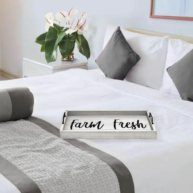 Alt view image 17 of 20 - Elegant Designs Decorative Wood Serving Tray w/ Handles, 15.50" x 12", "Farm Fresh" HG2000-GFF