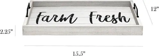 Alt view image 19 of 20 - Elegant Designs Decorative Wood Serving Tray w/ Handles, 15.50" x 12", "Farm Fresh" HG2000-GFF