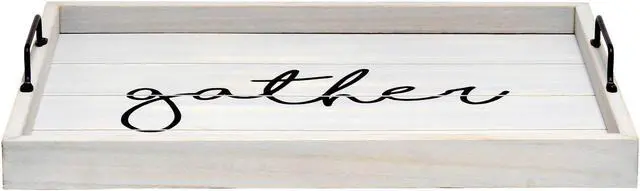 Alt view image 16 of 20 - Elegant Designs Decorative Wood Serving Tray w/ Handles, 15.50" x 12", "Gather" HG2000-GGH