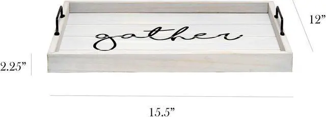 Alt view image 20 of 20 - Elegant Designs Decorative Wood Serving Tray w/ Handles, 15.50" x 12", "Gather" HG2000-GGH