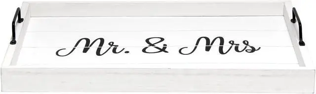Alt view image 16 of 20 - Elegant Designs Decorative Wood Serving Tray w/ Handles, 15.50" x 12", "Mr. & Mrs." HG2000-WMM