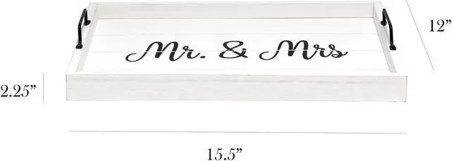 Alt view image 20 of 20 - Elegant Designs Decorative Wood Serving Tray w/ Handles, 15.50" x 12", "Mr. & Mrs." HG2000-WMM