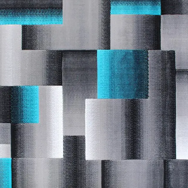 Alt view image 12 of 20 - Elio Collection 5' x 7' Turquoise Color Blocked Area Rug - Olefin Rug with Jute Backing - Entryway, Living Room, or Bedroom