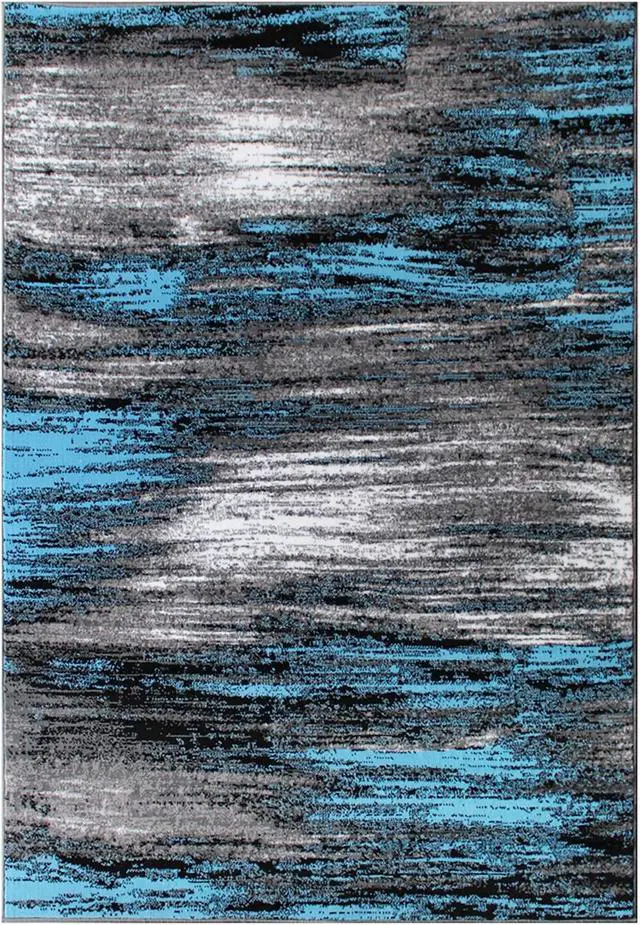 Alt view image 6 of 19 - Rylan Collection 5' x 7' Blue Scraped Design Area Rug - Olefin Rug with Jute Backing - Living Room, Bedroom, Entryway