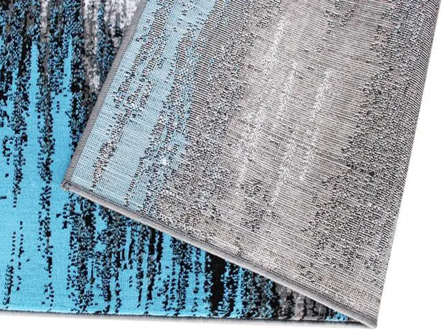 Alt view image 11 of 19 - Rylan Collection 5' x 7' Blue Scraped Design Area Rug - Olefin Rug with Jute Backing - Living Room, Bedroom, Entryway
