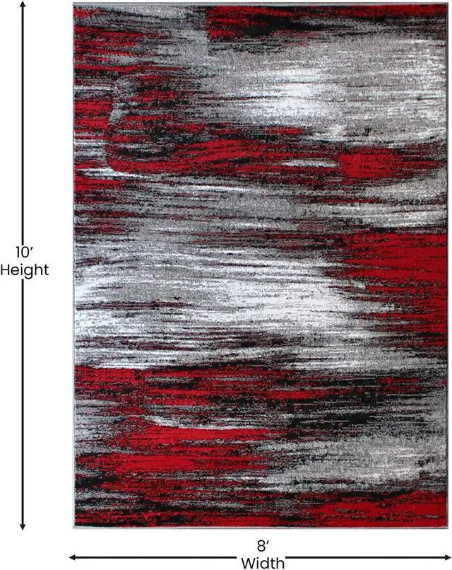 Alt view image 9 of 18 - Rylan Collection 8' x 10' Red Scraped Design Area Rug - Olefin Rug with Jute Backing - Living Room, Bedroom, Entryway