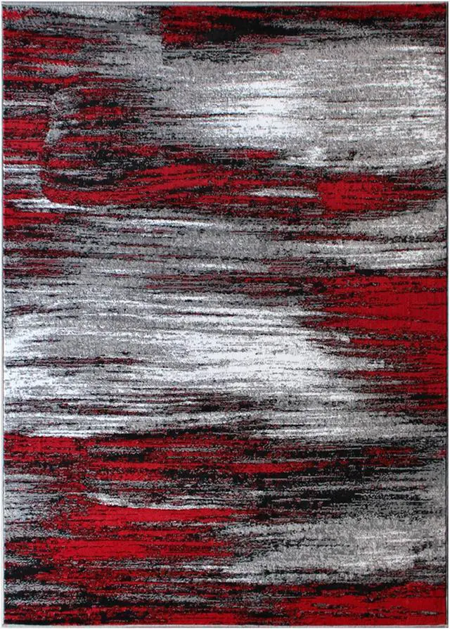 Alt view image 6 of 18 - Rylan Collection 8' x 10' Red Scraped Design Area Rug - Olefin Rug with Jute Backing - Living Room, Bedroom, Entryway