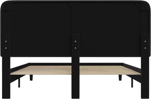 Alt view image 12 of 20 - Addison Charcoal King Fabric Upholstered Platform Bed - Headboard with Rounded Edges - No Box Spring or Foundation Needed