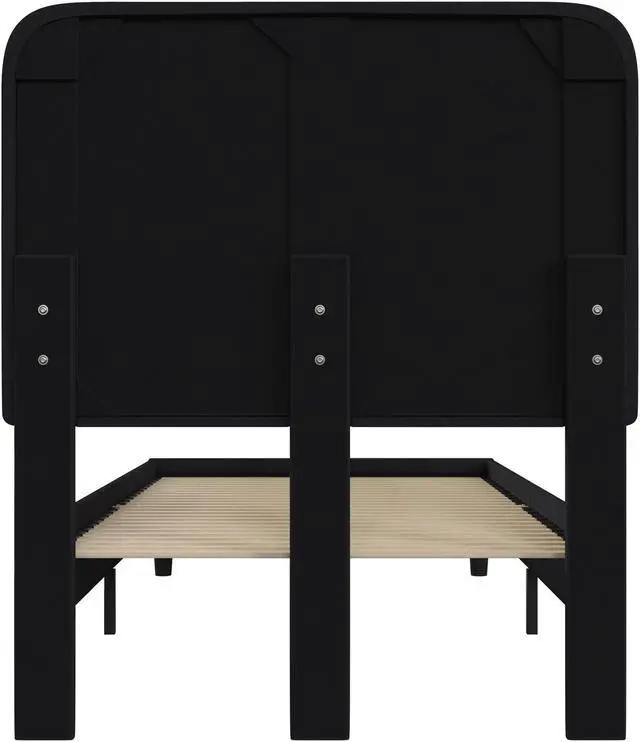 Alt view image 11 of 19 - Addison Charcoal Twin Fabric Upholstered Platform Bed - Headboard with Rounded Edges - No Box Spring or Foundation Needed