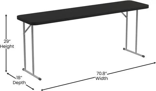 Alt view image 11 of 20 - 70.8 Inch Black Plastic Folding Training Table