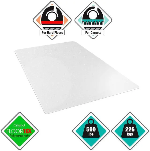 Alt view image 16 of 20 - Floortex Cleartex MegaMat Heavy-Duty Polycarbonate Mat for Hard Floor/All Carpet