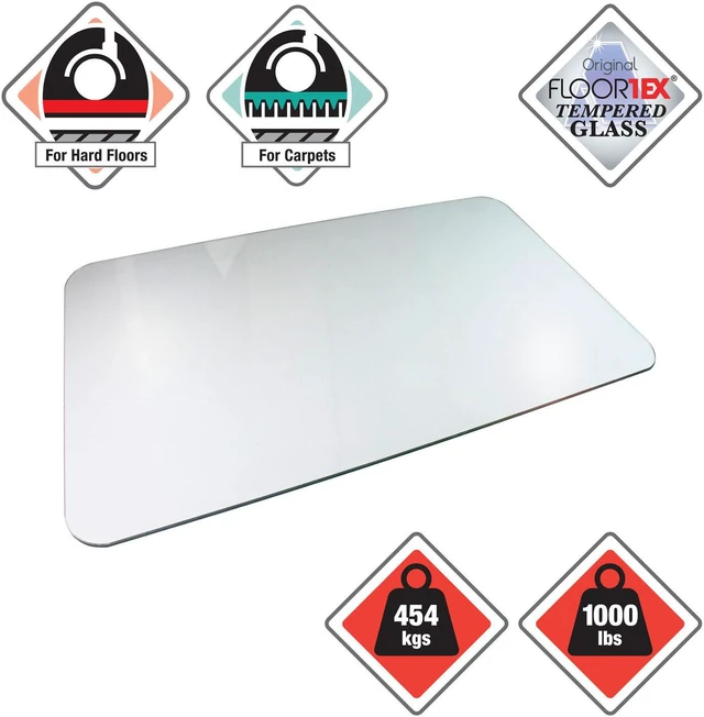 Alt view image 7 of 12 - Floortex Glass Chair Mat 40"x53" Clear 124053EG