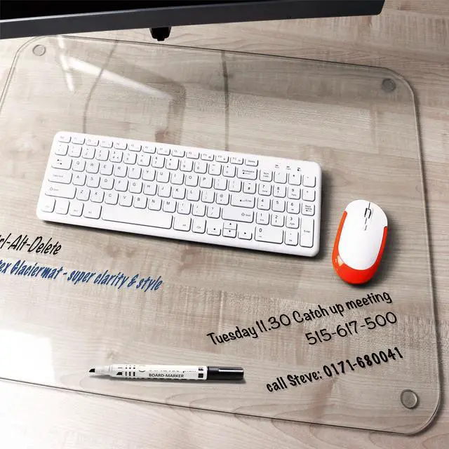 Alt view image 4 of 17 - Desktex Glaciermat Glass Desk Pad - 24" Width x 19" Depth - Clear FLRFCDE1924G