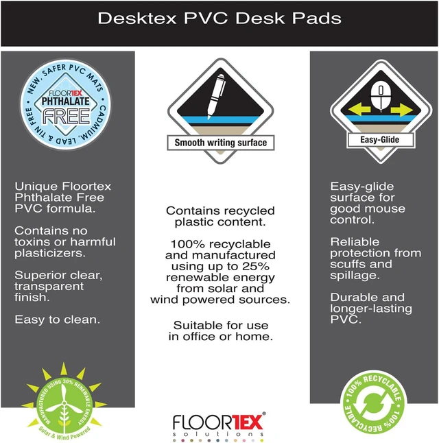 Alt view image 5 of 10 - Floortex Table Protection Mat Desktex Pack of 4 Vinyl Rectangular Desk Pads - 17" x 22"