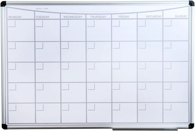Alt view image 5 of 6 - viztex lacquered steel magnetic monthly planner dry erase board, aluminum frame, 36" x 24"