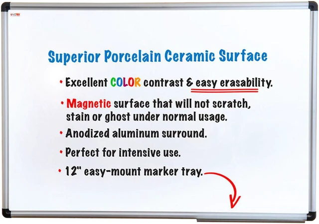 Main image of Floortex Home / Office / School Writing Viztex Porcelain Magnetic Dry Erase Board with an Aluminium Frame - 18" x 24"