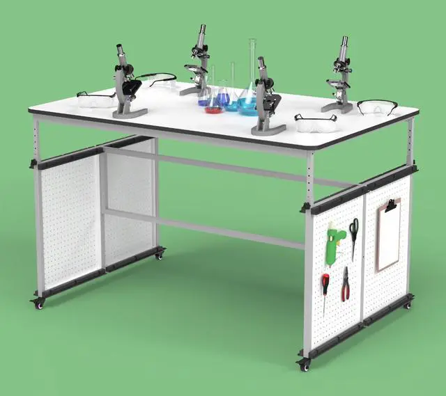 Alt view image 6 of 7 - Luxor MBS Classroom Science Lab Makerspace Table - Rectangular - 60.25 x 39.25 x 38 - White Top, Gray Base/Legs  DTTB001