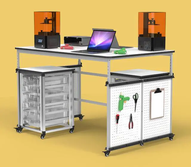 Alt view image 4 of 7 - Luxor MBS Classroom Science Lab Makerspace Table - Rectangular - 60.25 x 39.25 x 38 - White Top, Gray Base/Legs  DTTB001