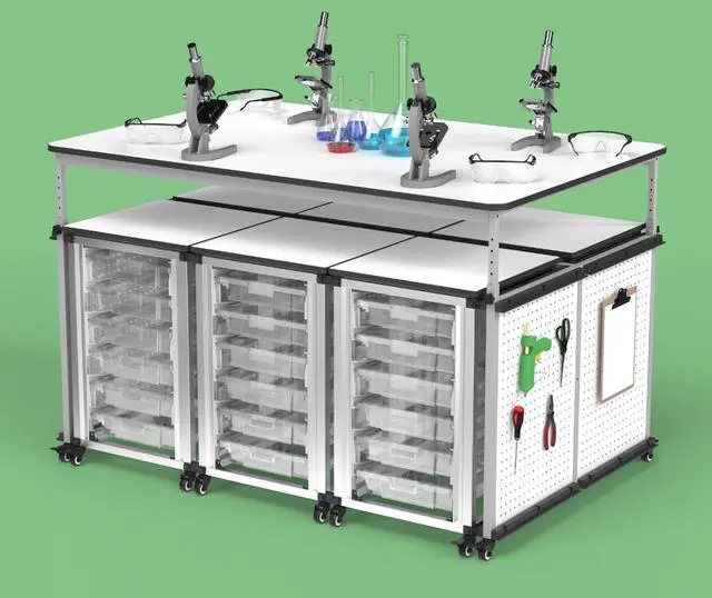 Alt view image 5 of 7 - Luxor MBS Classroom Science Lab Makerspace Table - Rectangular - 60.25 x 39.25 x 38 - White Top, Gray Base/Legs  DTTB001