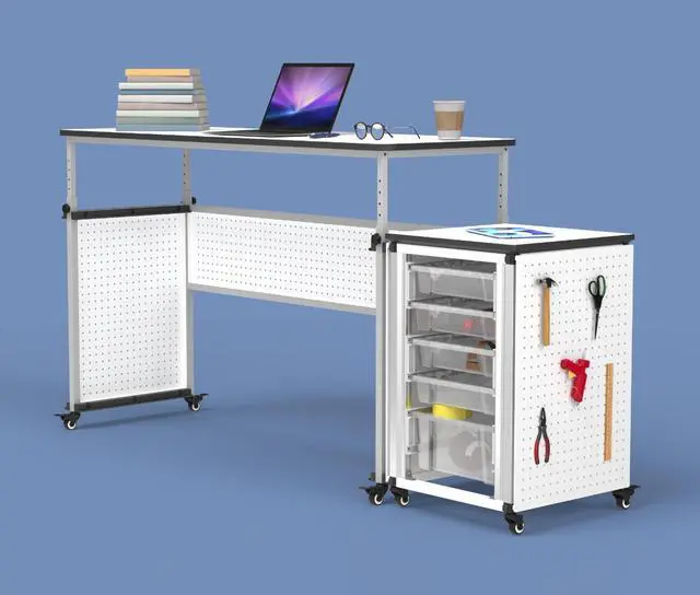 Alt view image 4 of 7 - Luxor Modular Teacher's Desk - 60.25 x 21 x 32 to 38 - White  DTTB002