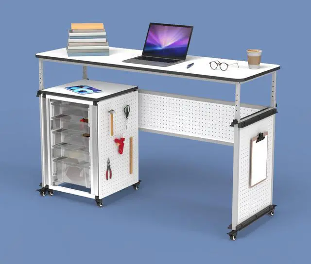Alt view image 5 of 7 - Luxor Modular Teacher's Desk - 60.25 x 21 x 32 to 38 - White  DTTB002