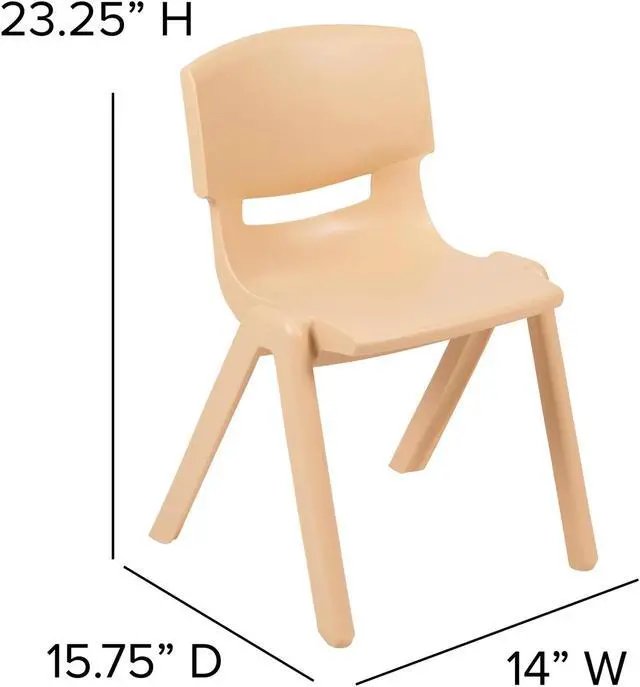 Alt view image 14 of 20 - 4 Pack Natural Plastic Stackable School Chair with 13.25" Seat Height