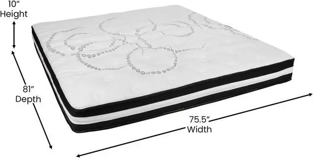 Alt view image 7 of 20 - Brighton King Size Tufted Upholstered Platform Bed in Light Gray Fabric with 10 Inch CertiPUR-US Certified Pocket Spring Mattress