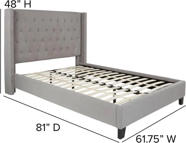 Alt view image 5 of 20 - Riverdale Full Size Tufted Upholstered Platform Bed in Light Gray Fabric