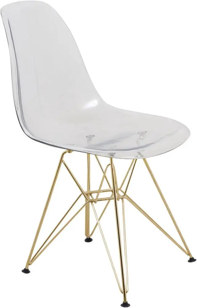 Alt view image 12 of 20 - LeisureMod Cresco Modern Eiffel Base Molded Dining Chair with Gold Base Clear