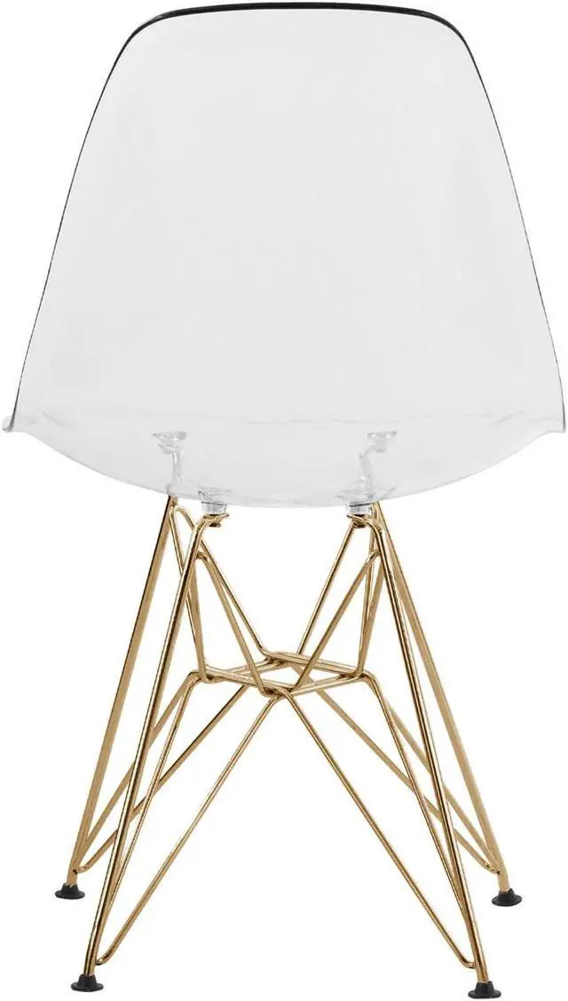 Alt view image 15 of 20 - LeisureMod Cresco Modern Eiffel Base Molded Dining Chair with Gold Base Clear